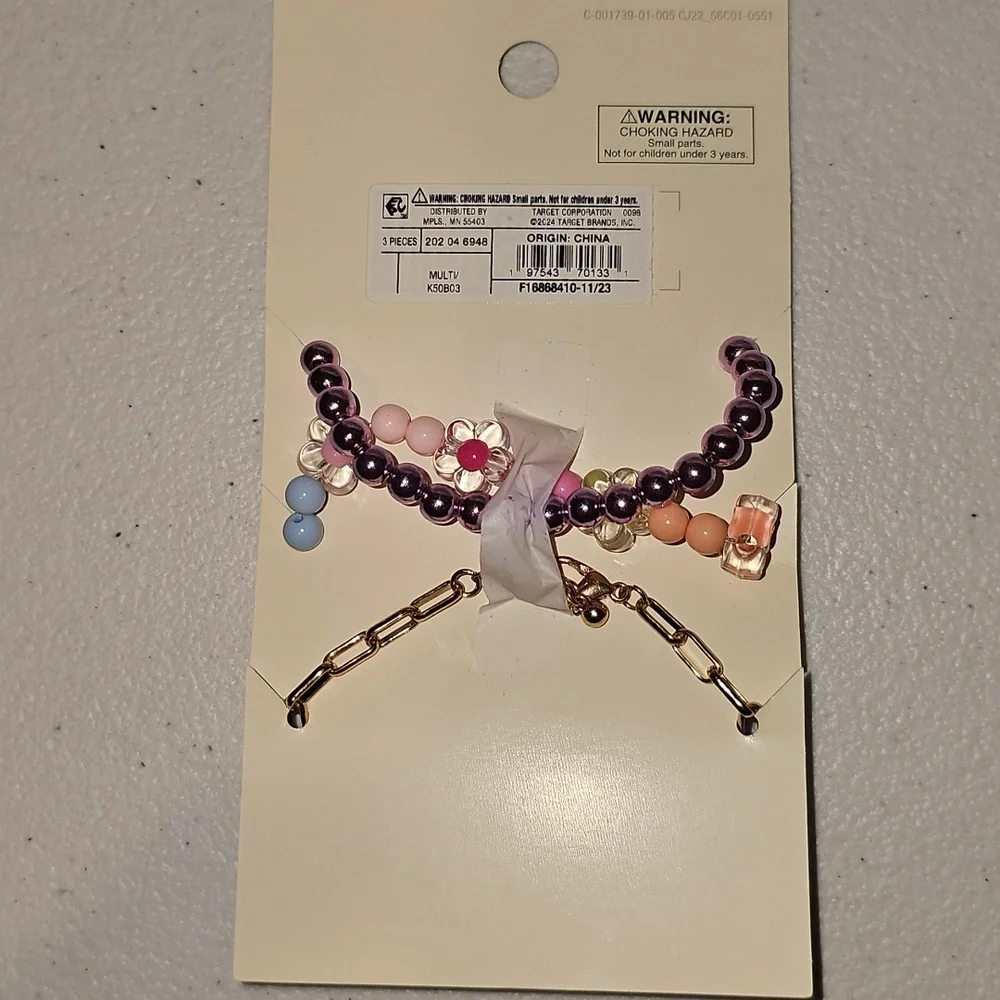 Cat & Jack 3 Piece Girl's Bracelet Set New